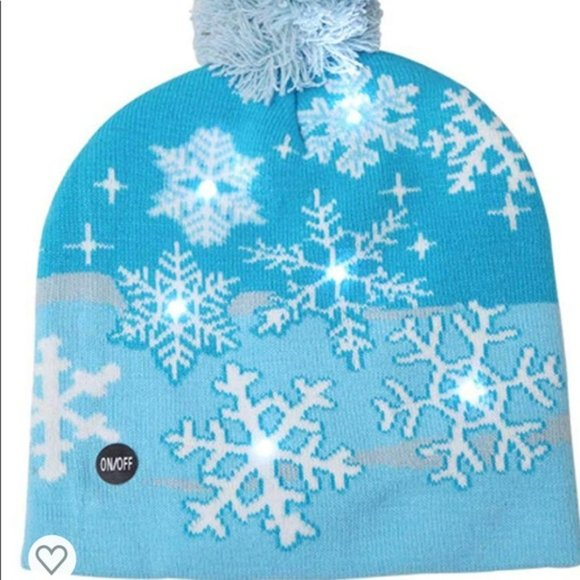 Kids LED Snowflake Beanie Hat LIGHT UP - Picture 4 of 5